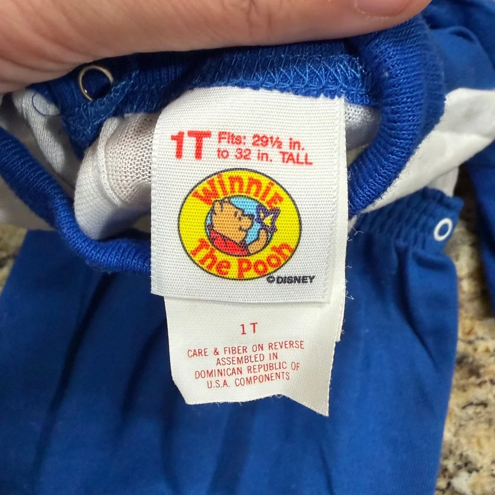 Vintage Winnie the Pooh Tigger Football Sleeper Set Blue White 1T Kids 90s